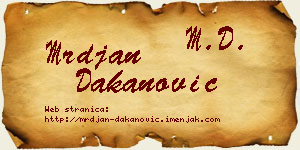 Mrđan Dakanović vizit kartica